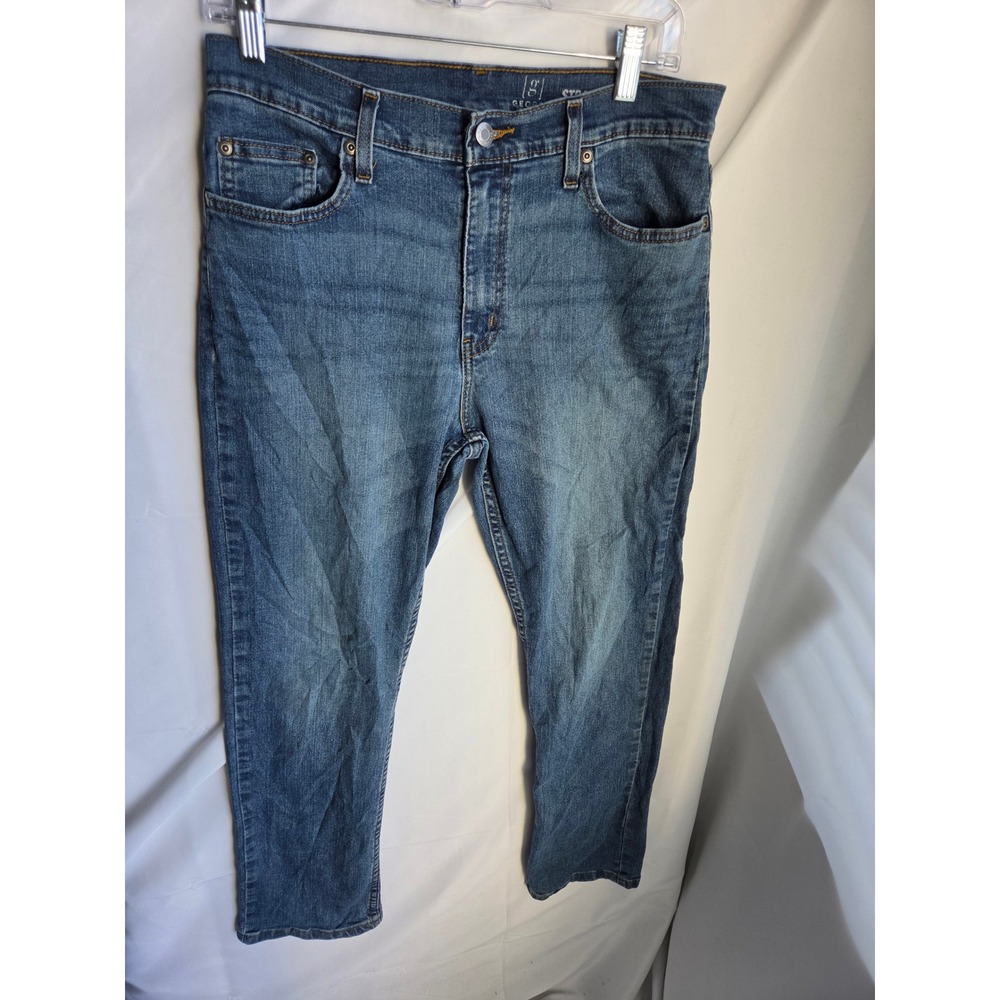 George Straight Jeans Mens Blue Medium Wash Straight Mid Rise Straight